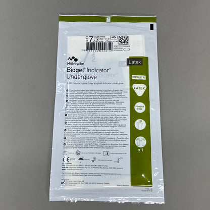 MOLNLYCKE Biogel Latex Surgical Indicator Underglove SZ 7.5 Green 50 Pairs 31275 (New)
