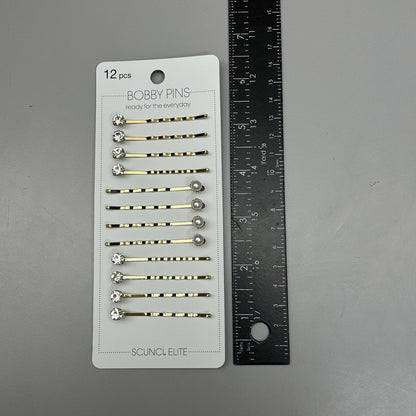 SCUNCI 3-PACK! Pearl/Crystal Bobby Pin Slides Elite Collection Gold 12-Pieces (New)