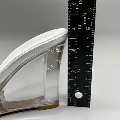 TONY BIANCO Alessi Clear Vinylite/Silver Wedges Women's Heels Sz 6 (New)