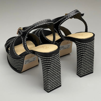 SCHUTZ Keefa Casual Women's Leather Sandal Black Platform 4" Heel Shoes Sz 10B (New)