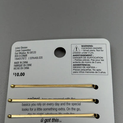 SCUNCI 3-PACK! Pearl/Crystal Bobby Pin Slides Elite Collection Gold 12-Pieces (New)
