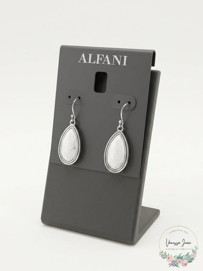 Alfani Women's Silver-Tone Stone Teardrop Drop Earrings