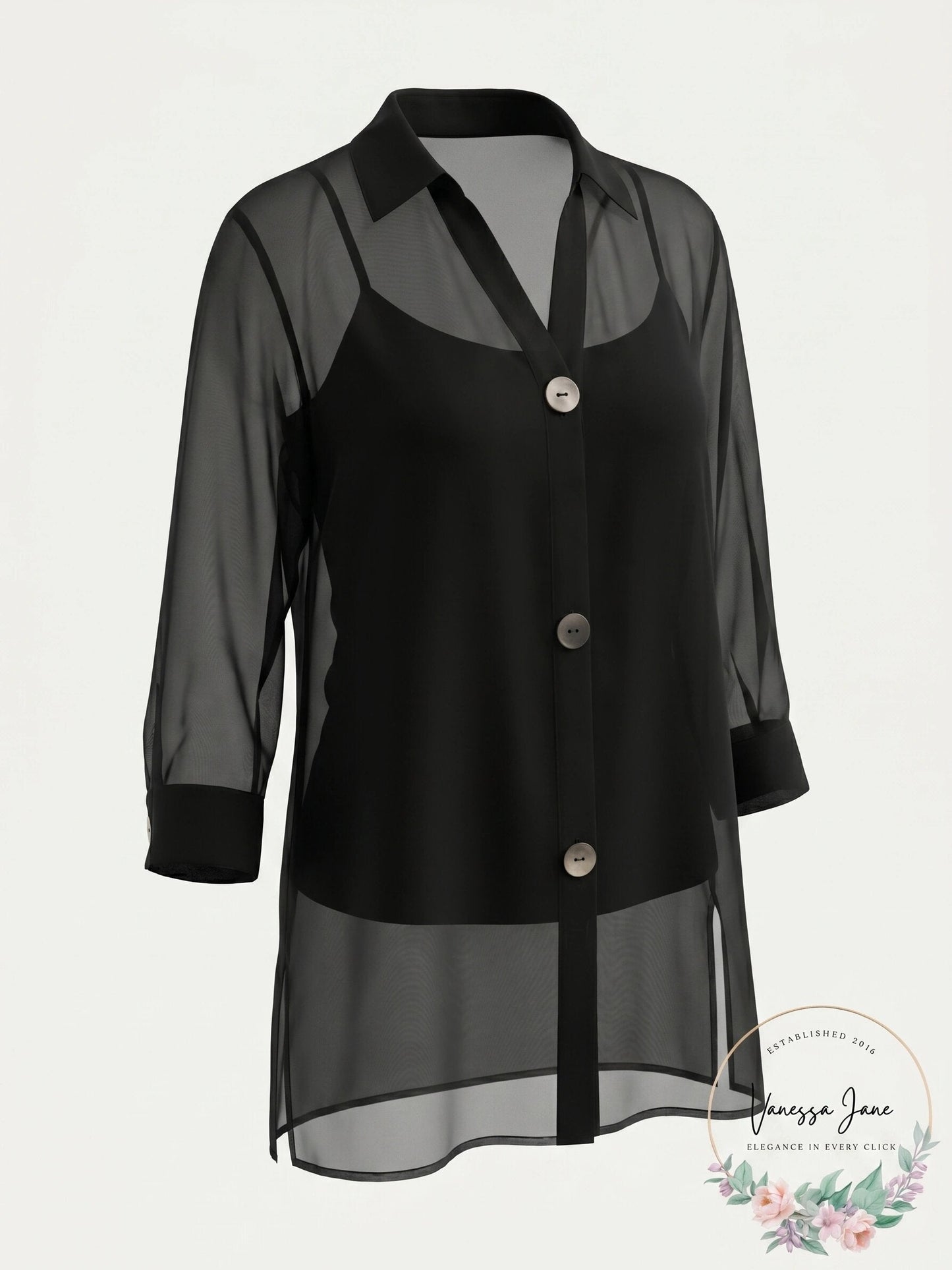 Alfani Chiffon Three-Button Tunic