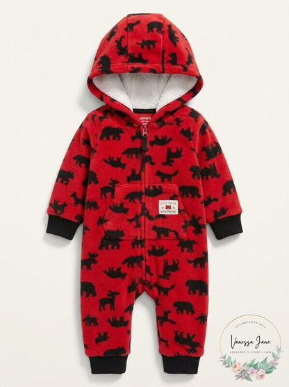 Carter's Baby Boys Hooded Fleece Jumpsuit