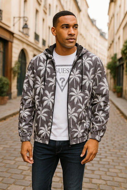 Guess Mens Rebel Nylon Printed Jacket