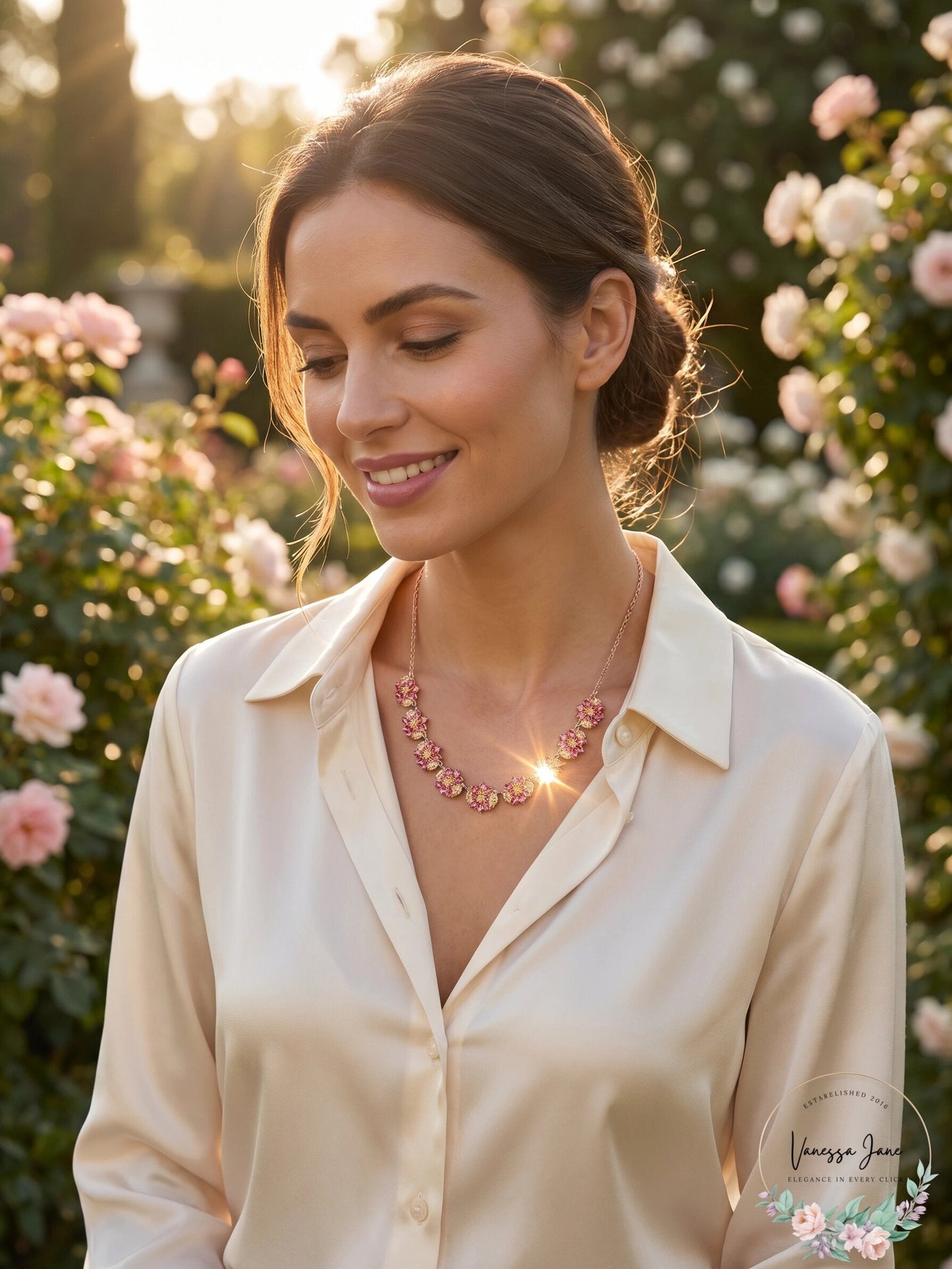 Inc Rose Gold-Tone Multi-Stone Cluster Statement Necklace