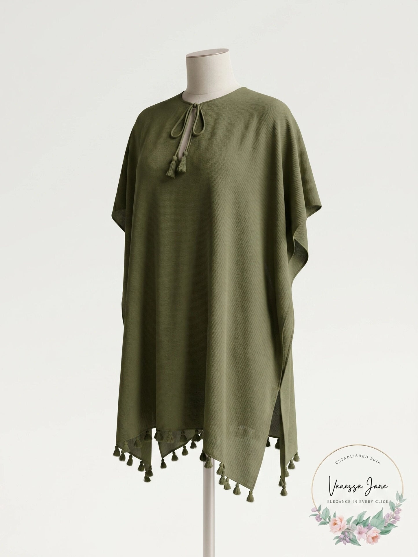 DKNY OLIVE Pom Pom Caftan Swim Cover-up US Large/X-Large