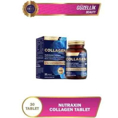 Nutraxin Collagen Beauty Dietary Supplement - Hydrolyzed Collagen, Resveratrol, Hyaluronic Acid - 30 Tablets