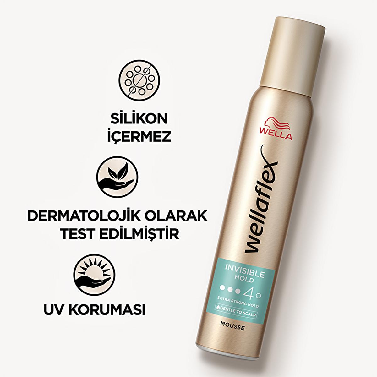 Wella Wellaflex Invisible Hold Extra Strong Hair Mousse - Vegan, 24-Hour Hold, Lightweight Hair Styling Product