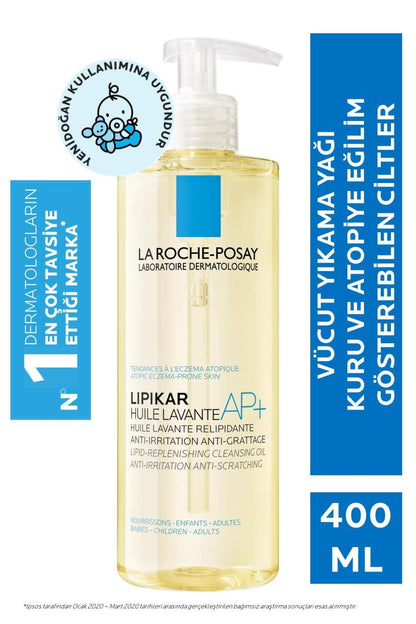 La Roche-Posay Lipikar AP+ Cleansing Oil for Sensitive Skin, Hypoallergenic & Moisturizing, 13.53 fl oz