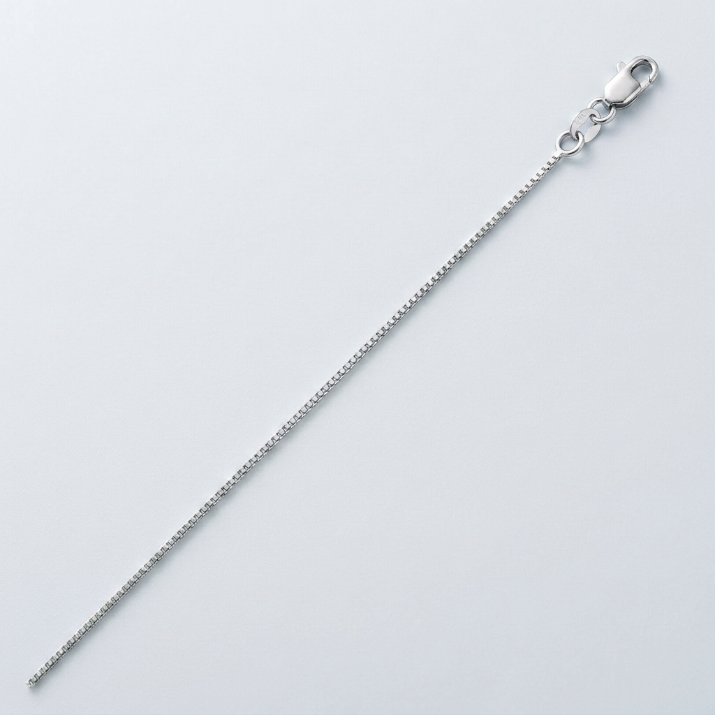 14k White Gold Classic Box Chain 0.7mm