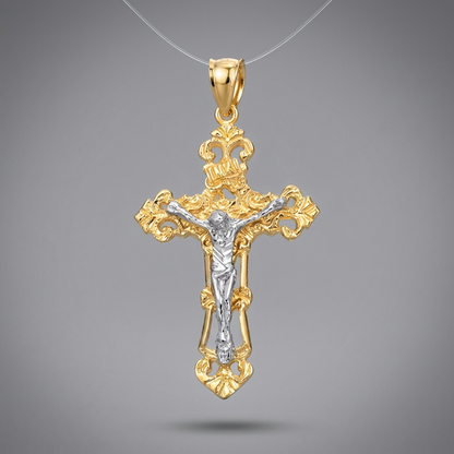 14k Two- Tone Gold Cross Pendant