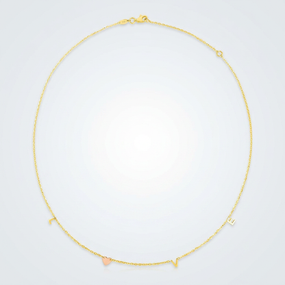 14k Two Tone Gold Love Necklace