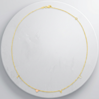 14k Two Tone Gold Love Necklace