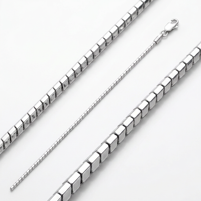 Sterling Silver Rhodium Plated Octagonal Snake Chain 0.9mm