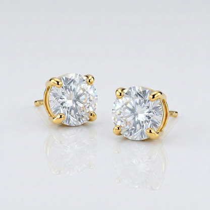 14k Yellow Gold 8.0mm Round CZ Stud Earrings