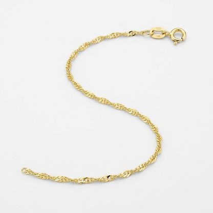 14k Yellow Gold Singapore Anklet 1.5mm