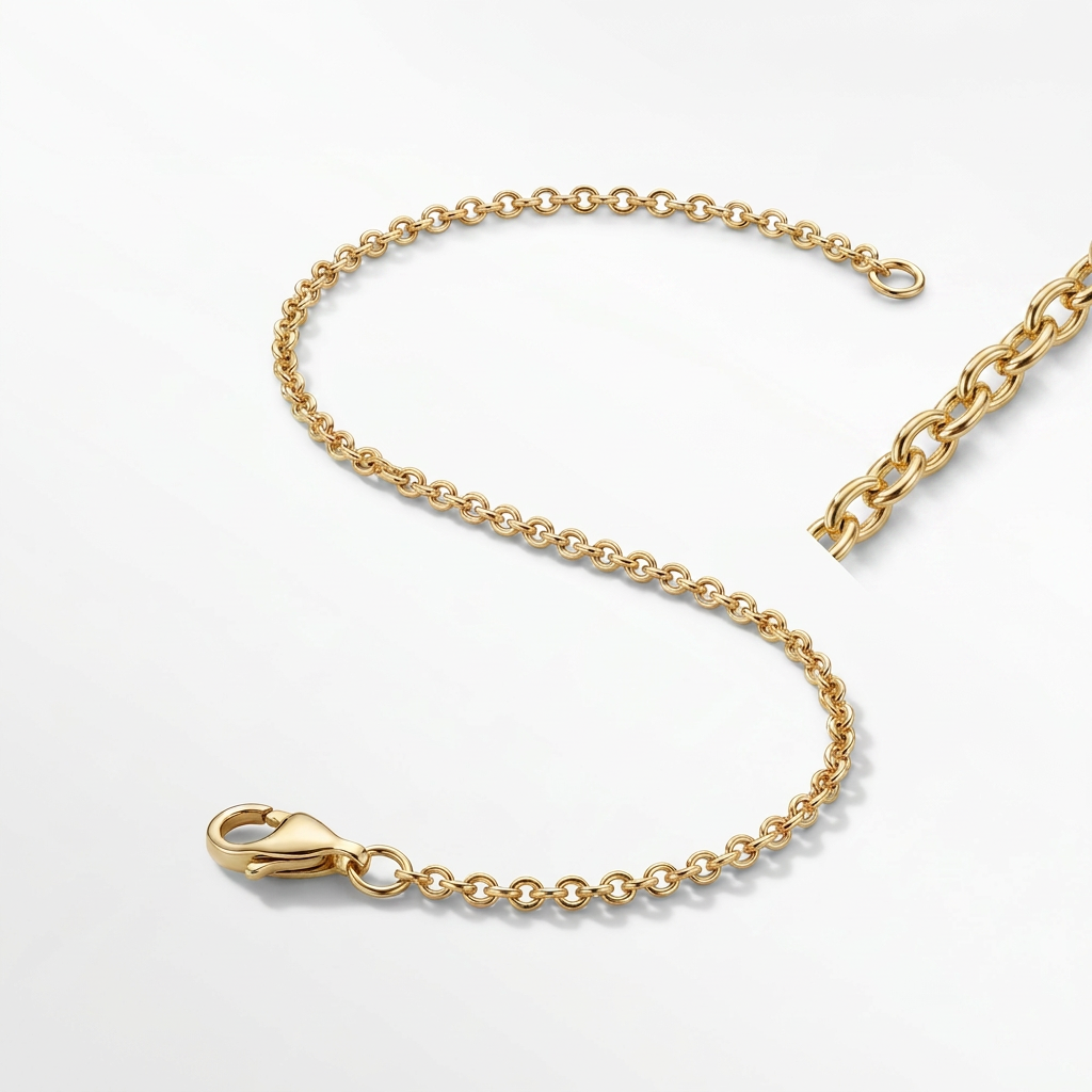 14k Yellow Gold Round Cable Link Chain 0.7mm