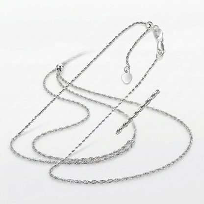 10k White Gold Adjustable Rope Chain 1.0mm