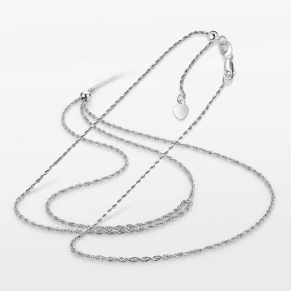 10k White Gold Adjustable Rope Chain 1.0mm