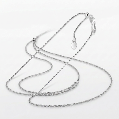 10k White Gold Adjustable Rope Chain 1.0mm
