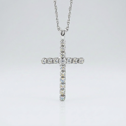 Cross Pendant with Diamonds in Sterling Silver