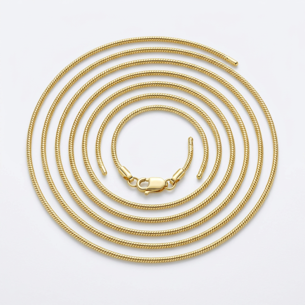 14k Yellow Gold Round Snake Chain 0.7mm