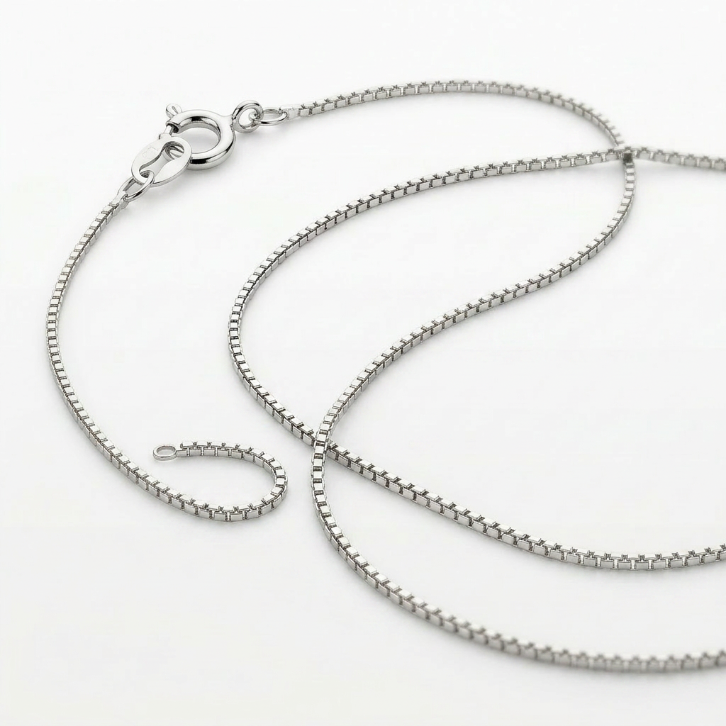 14k White Gold Classic Box Chain 0.45 mm