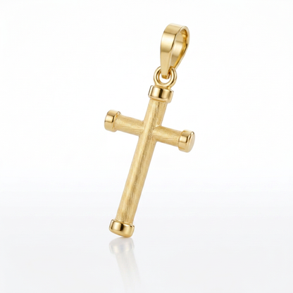 14k Yellow Gold Cross Pendant with Rounded Ends