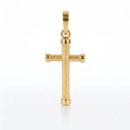 14k Yellow Gold Cross Pendant with Rounded Ends