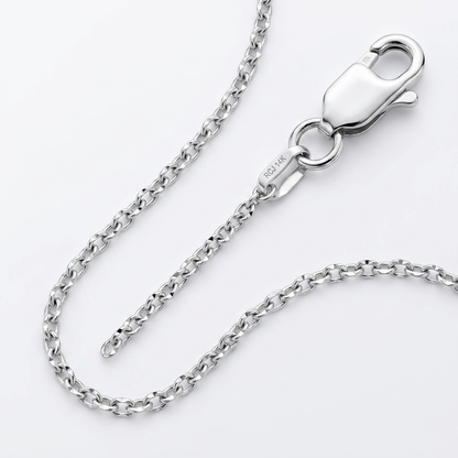 14k White Gold Diamond Cut Cable Link Chain 1.1 mm