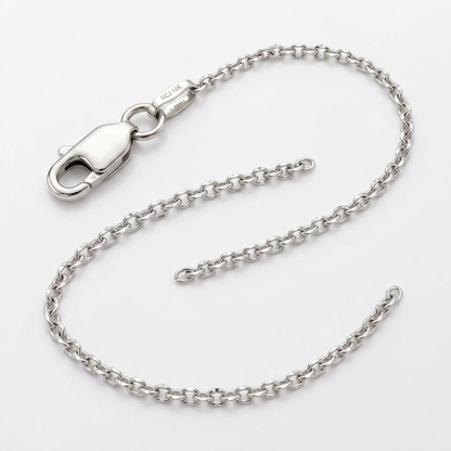 14k White Gold Diamond Cut Cable Link Chain 1.1 mm
