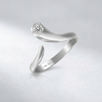 Sterling Silver Rhodium Plated White Cubic Zirconia Accented Shiny Toe Ring