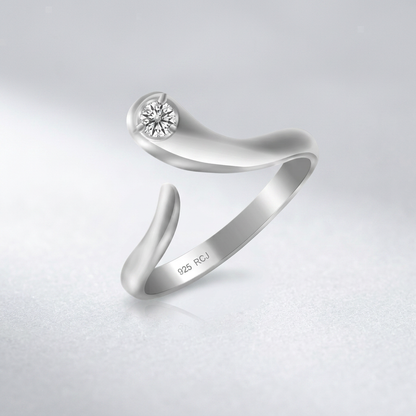Sterling Silver Rhodium Plated White Cubic Zirconia Accented Shiny Toe Ring