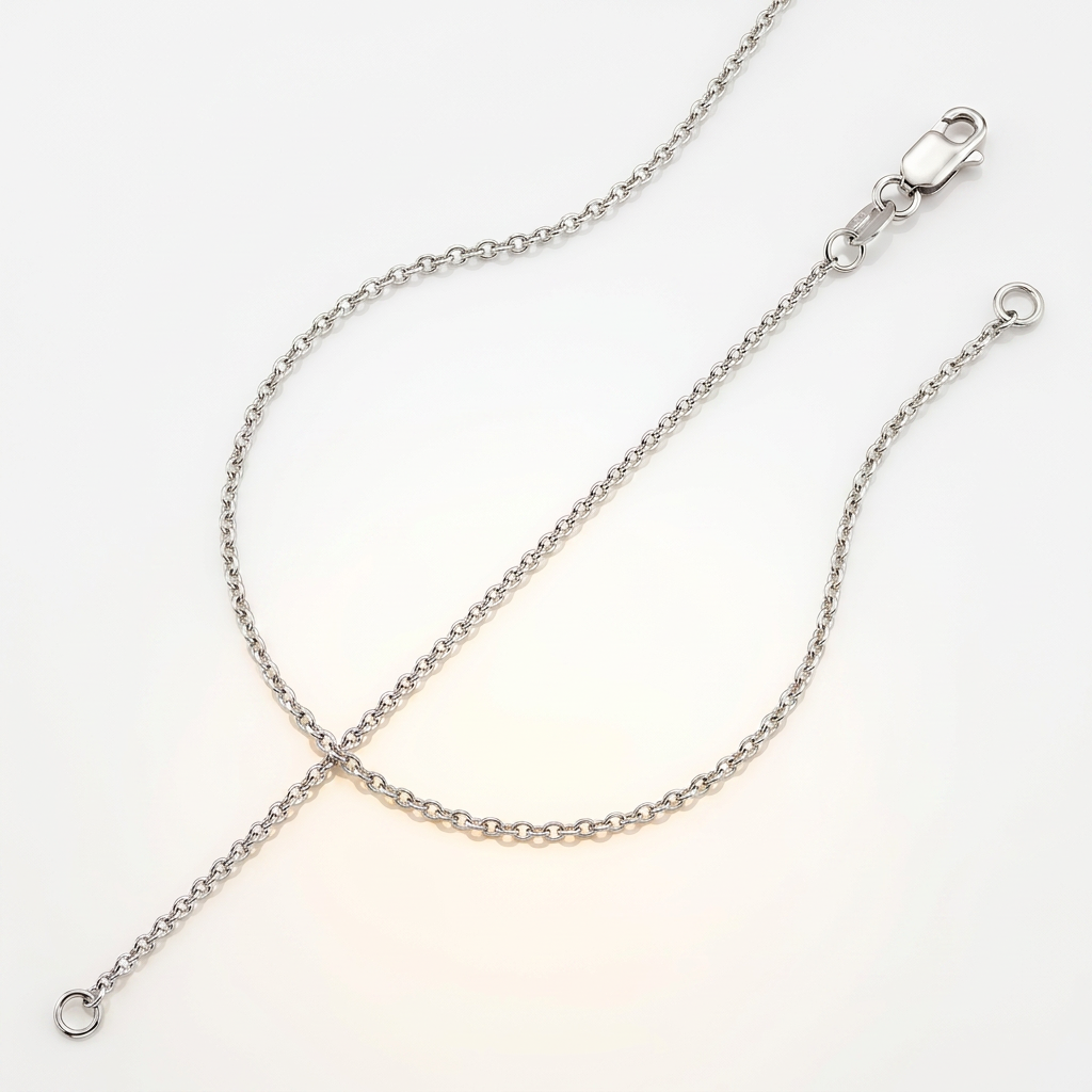 14k White Gold Round Cable Link Chain 1.5 mm