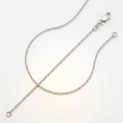 14k White Gold Round Cable Link Chain 1.5 mm