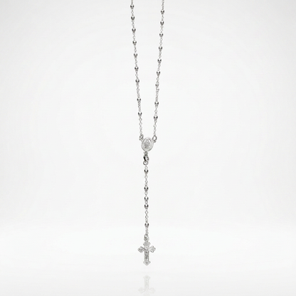 Fine Rosary Chain and Bead Necklace in Sterling Silver