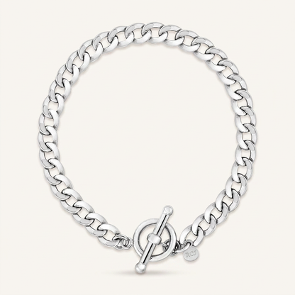 Sterling Silver Polished Wide Link Toggle Bracelet