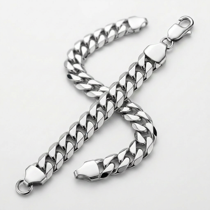 Rhodium Plated 13.6mm Sterling Silver Curb Style Bracelet