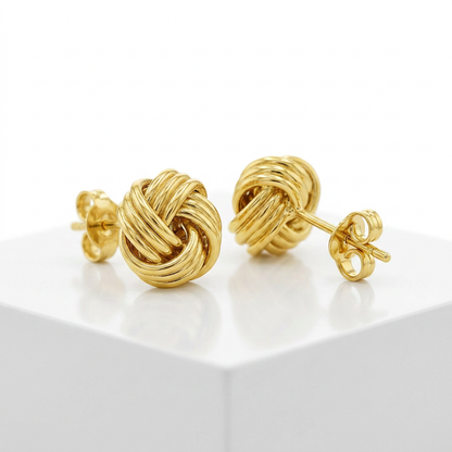 Love Knot Post Earrings in 14k Yellow Gold