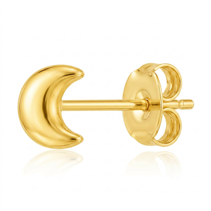14k Yellow Gold Post Earrings with Moons