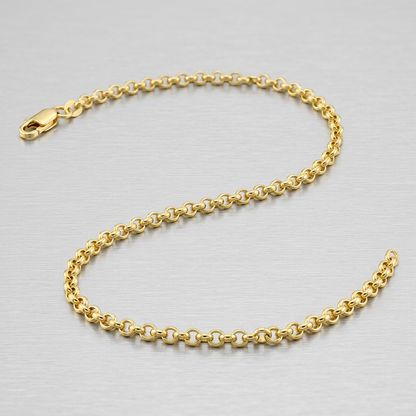 2.3mm 10k Yellow Gold Rolo Anklet