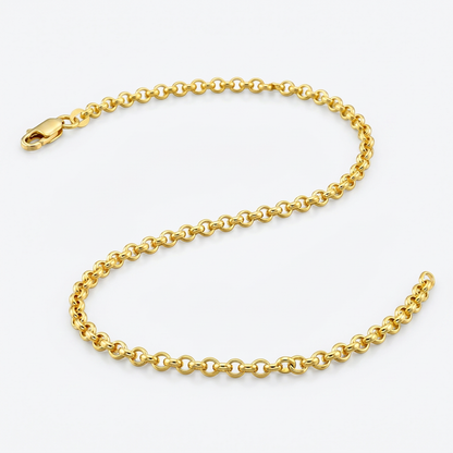 2.3mm 10k Yellow Gold Rolo Anklet