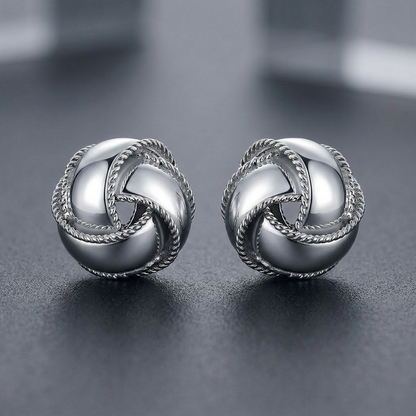 Textured and Polished Love Knot Earrings in Sterling Silver