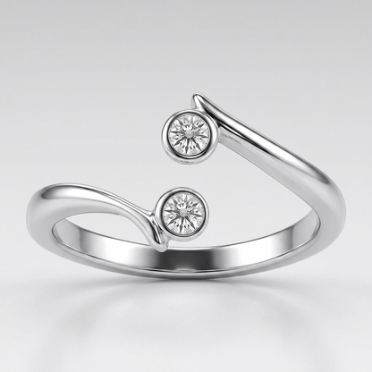 Sterling Silver Rhodium Finished Open Style Cubic Zirconia Accented Toe Ring