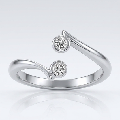 Sterling Silver Rhodium Finished Open Style Cubic Zirconia Accented Toe Ring