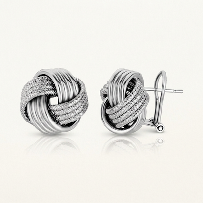 Sterling Silver Groove Textured Love Knot Earrings
