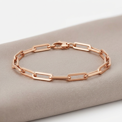 14K Rose Gold Bold Paperclip Chain Bracelet