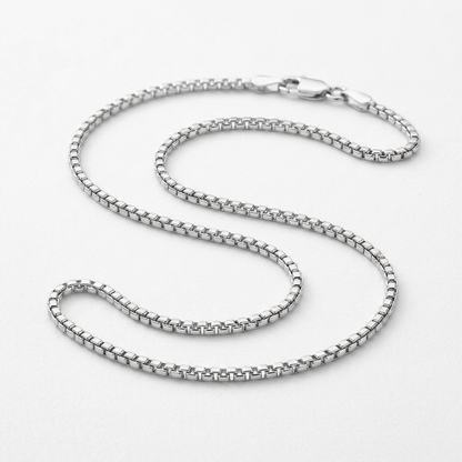 Sterling Silver Rhodium Plated Round Box Chain 1.3mm