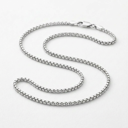 Sterling Silver Rhodium Plated Round Box Chain 1.3mm